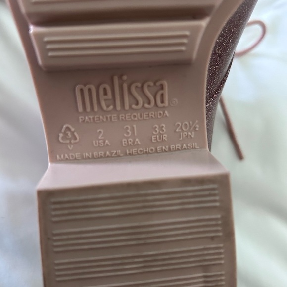 Mini Melissa Original Mel Platform Lace Up Girls Pink Glitter Boots Size 2 - Picture 6 of 9